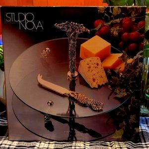 Studio Nova Glass Chesse plate with knife